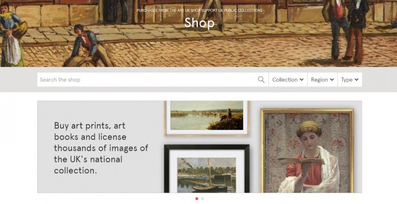 The Art UK Shop homepage